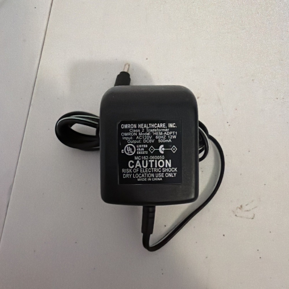 Omron HEM-ADPT1 Blood Pressure Monitor AC Adapter 6V 500mA UL Listed